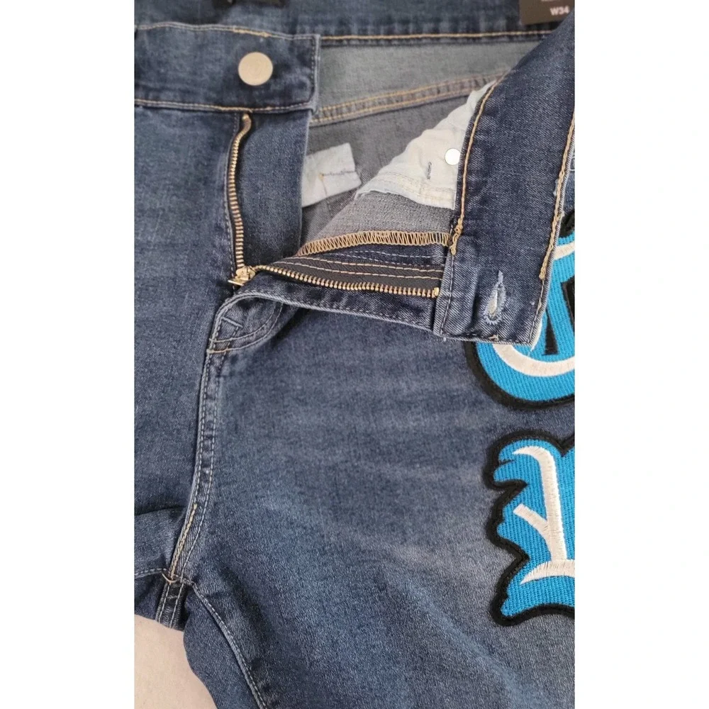 TRUE RELIGION Men's Blue Medium Wash Denim Shorts Relaxed Baggy Size W34 NWT